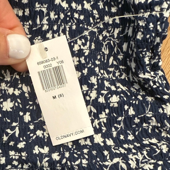 Old Navy Blue and White Floral Kids One Piece Romper - Picture 3 of 3